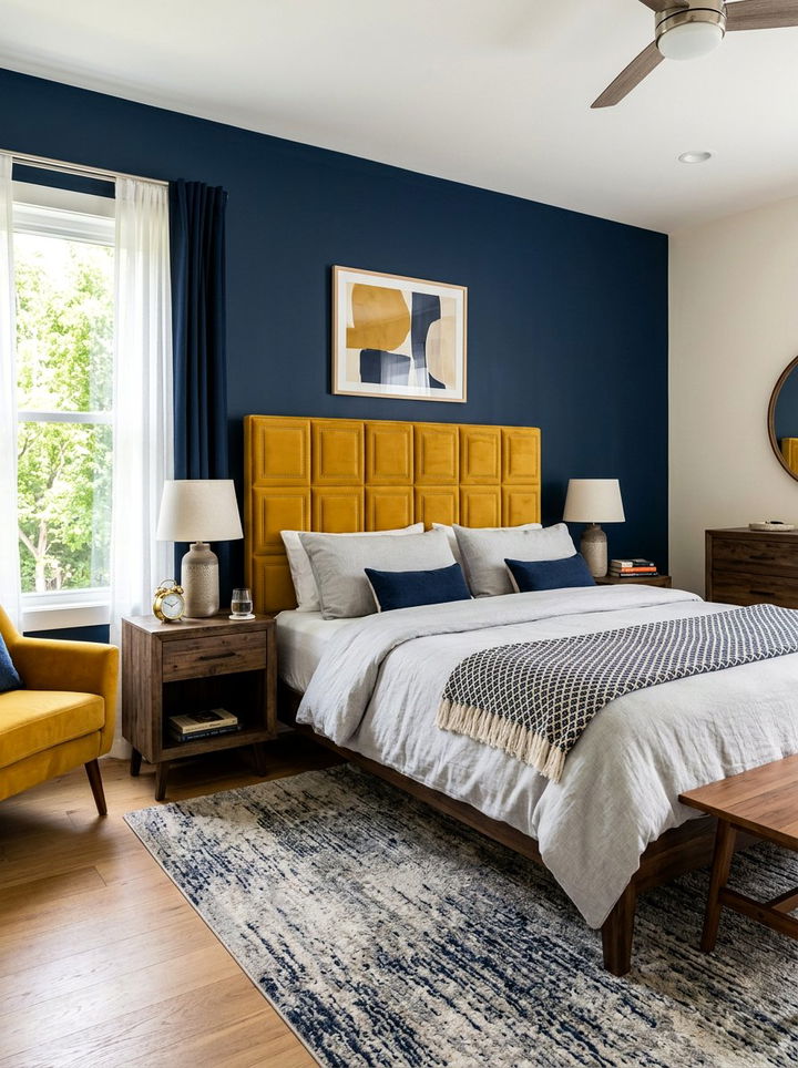 Mustard Yellow Square Velvet Headboard - 30 bedroom velvet headboards