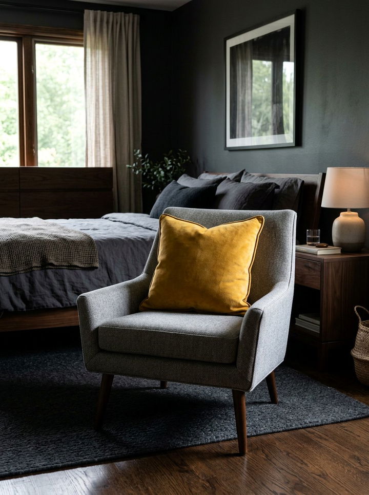 Mustard Yellow Suede Accent - 30 suede bedroom ideas