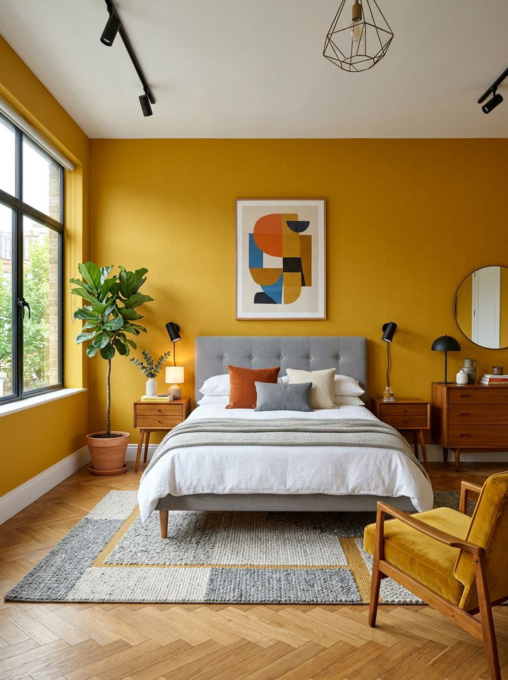 Mustard Yellow Vibrant Room - 30 rich color bedroom ideas