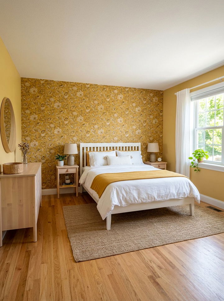 Mustard Yellow Wallpaper - 30 mustard bedroom ideas