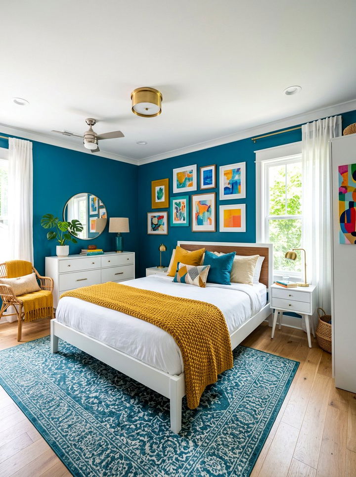 Mustard Yellow and Teal Bedroom - 30 bedroom color schemes