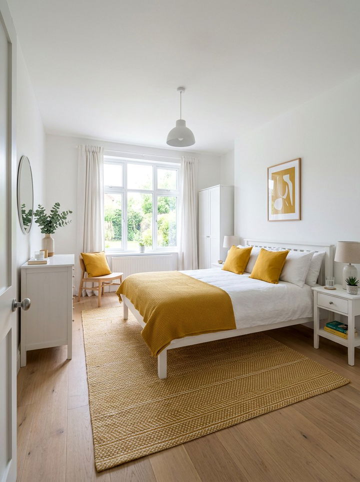Mustard and White Bedroom - 30 mustard bedroom ideas