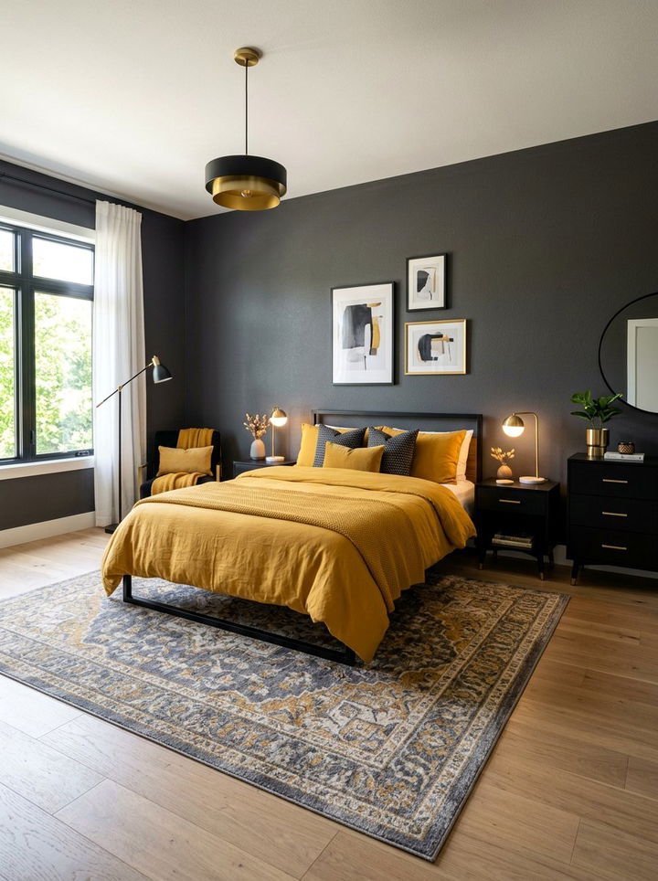 Mustard yellow bedroom - 30 Nordic bedroom color ideas