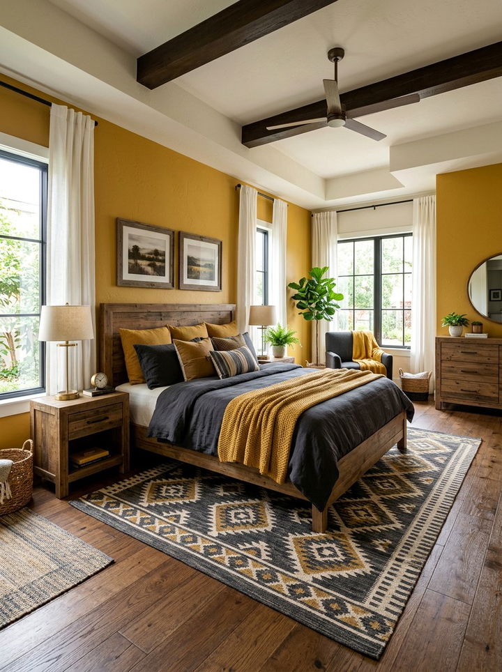 Mustard yellow bedroom - 30 romantic bedroom color ideas