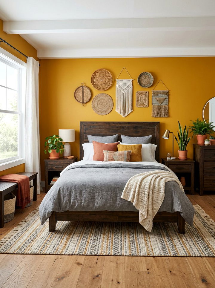 Mustard yellow bedroom - 30 earthy bedroom color ideas