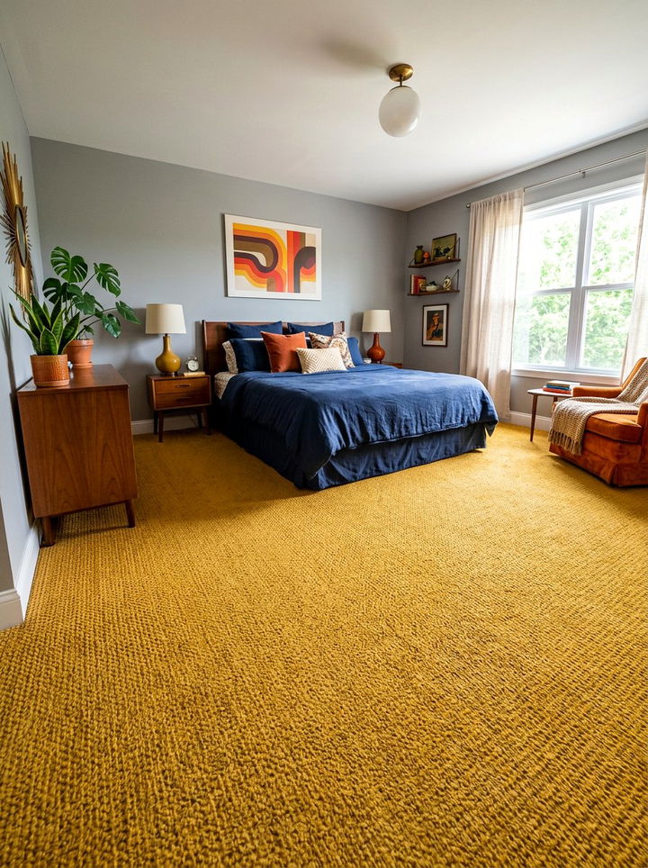 Mustard yellow bedroom carpet - 30 bedroom carpet ideas