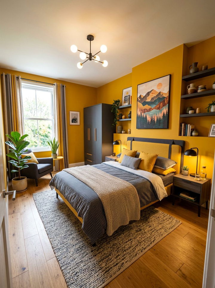 Mustard yellow bedroom look - 30 nature inspired bedroom color ideas