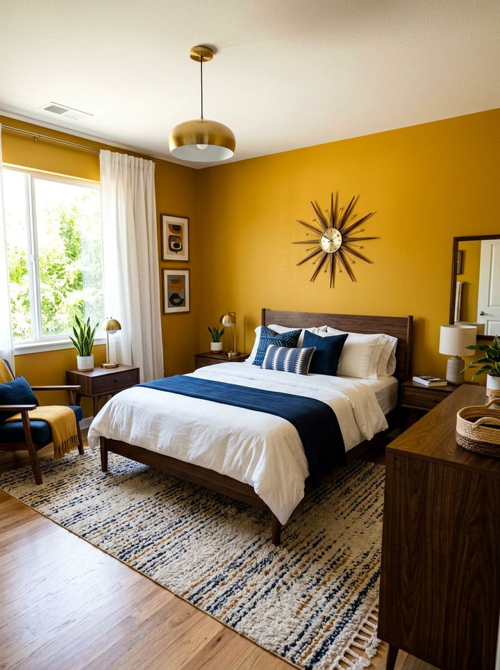 Mustard yellow bedroom wall - 30 bedroom paint color ideas