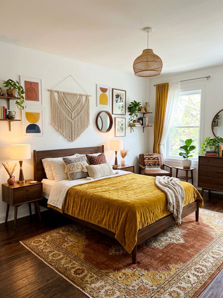 Mustard yellow boho bedroom - 30 boho bedroom color ideas