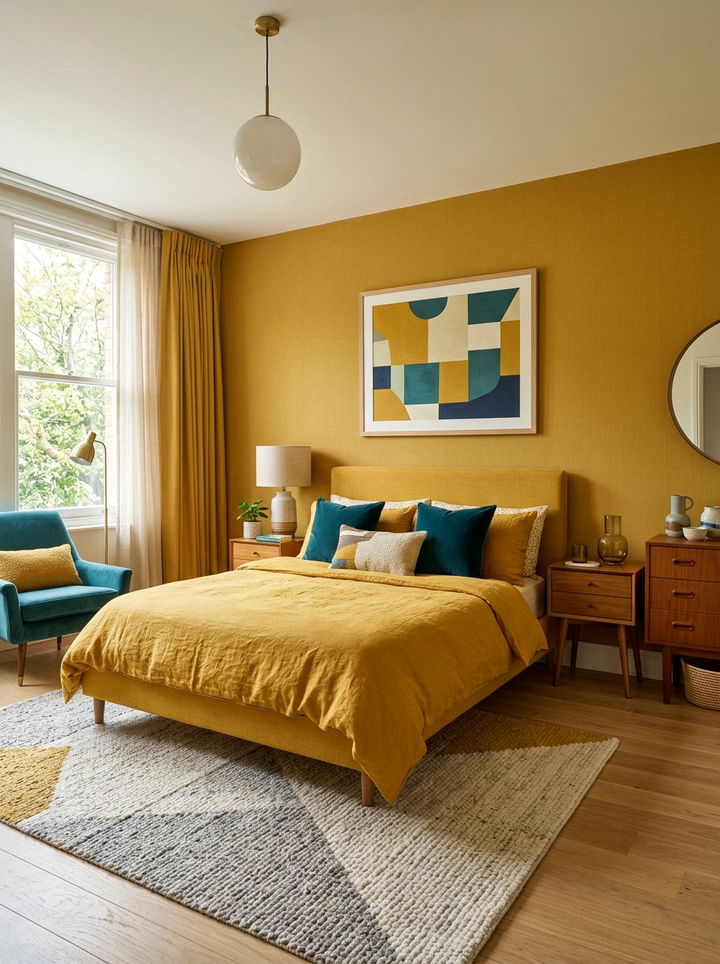 Mustard yellow linen - 30 linen bedroom ideas
