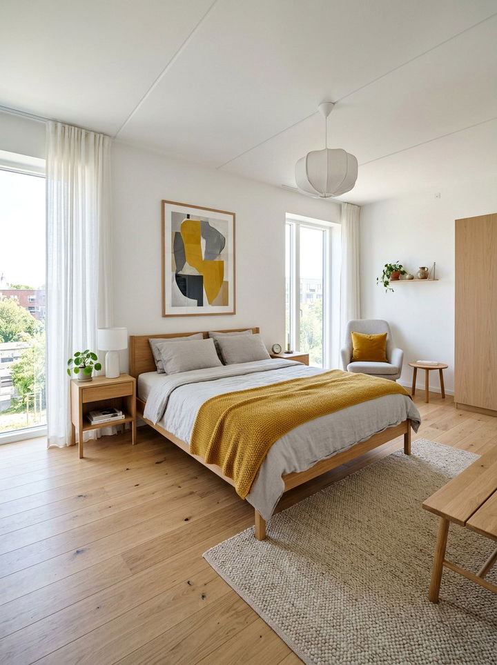 Mustard yellow scandinavian bedroom - 30 Scandinavian bedroom color ideas