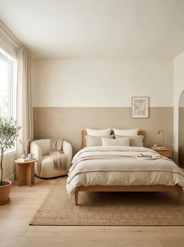 Muted Beige Half Wall - 30 bedroom half painted walls
