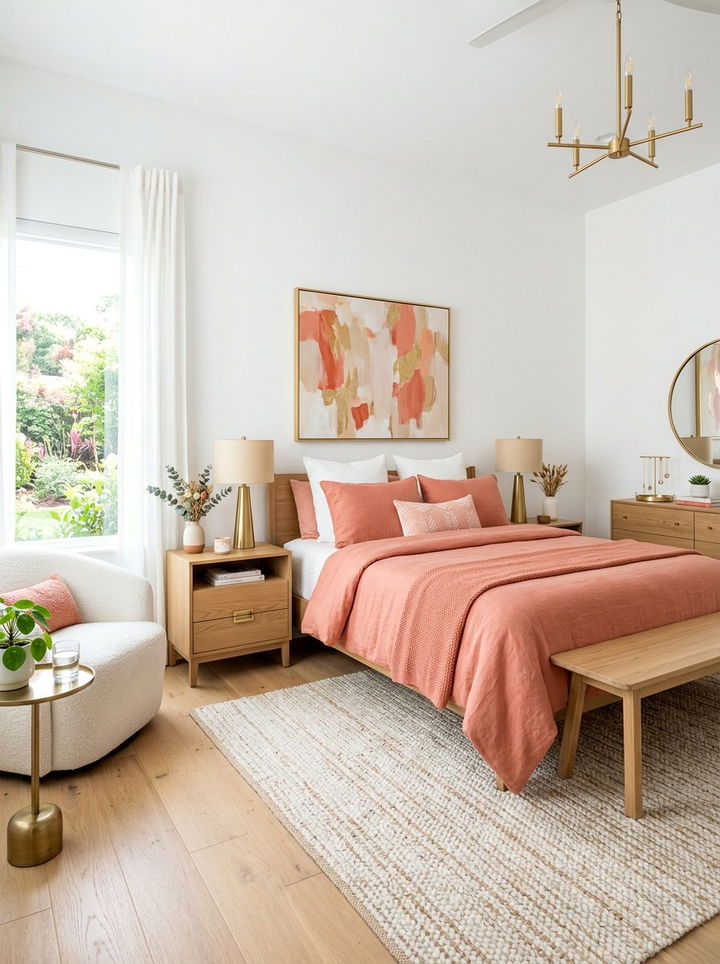 Muted Coral Bedroom - 30 warm tone bedroom ideas