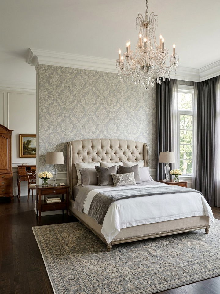 Muted damask wallpaper - 30 bedroom vintage wallpapers