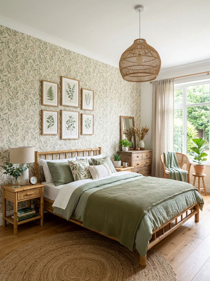 Muted leaf wallpaper - 30 bedroom neutral wallpapers