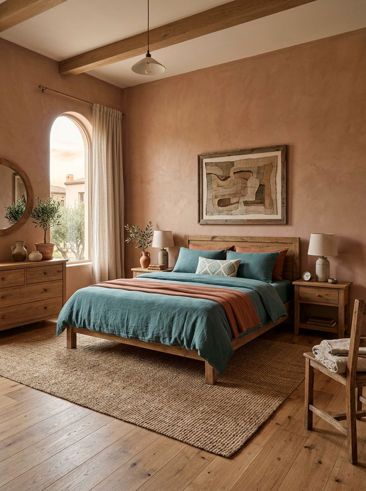 Muted teal and terracotta bedroom - 30 teal and orange bedroom color combo