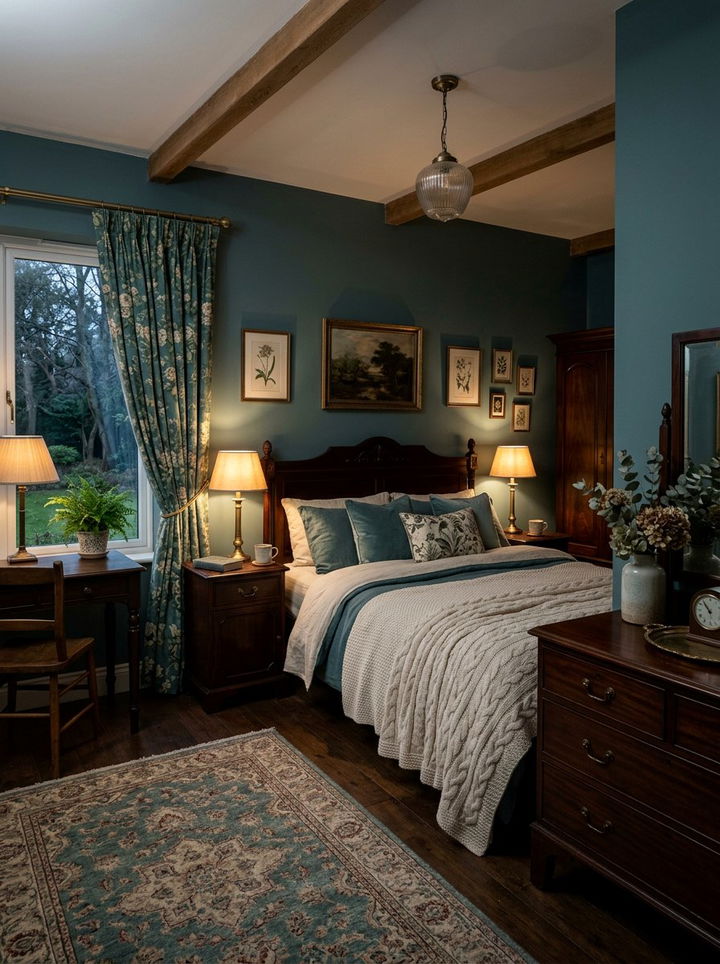 Muted teal bedroom - 30 cottagecore bedroom color ideas