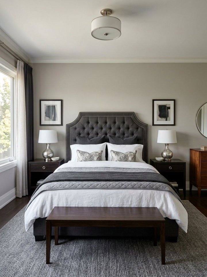 Nailhead Trim Tufted Headboard - 30 bedroom tufted headboards