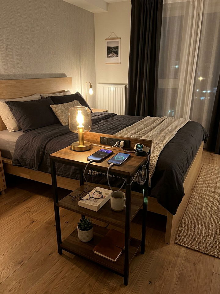 Narrow Charging Station Table - 30 bedroom narrow nightstands