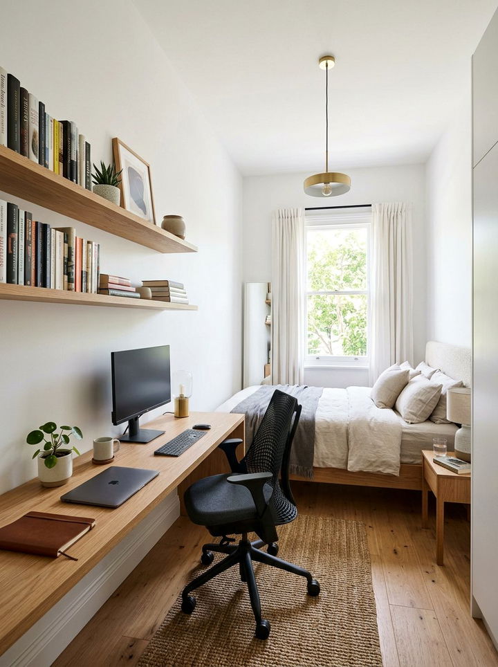 Narrow Room Layout With Desk - 30 long bedroom ideas