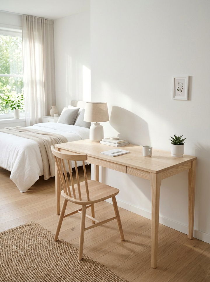 Natural Ash Wood Desk - 30 bedroom writing desks