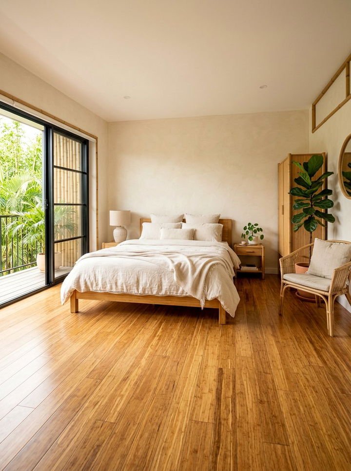 Natural Bamboo Bedroom - 30 bedroom bamboo flooring ideas