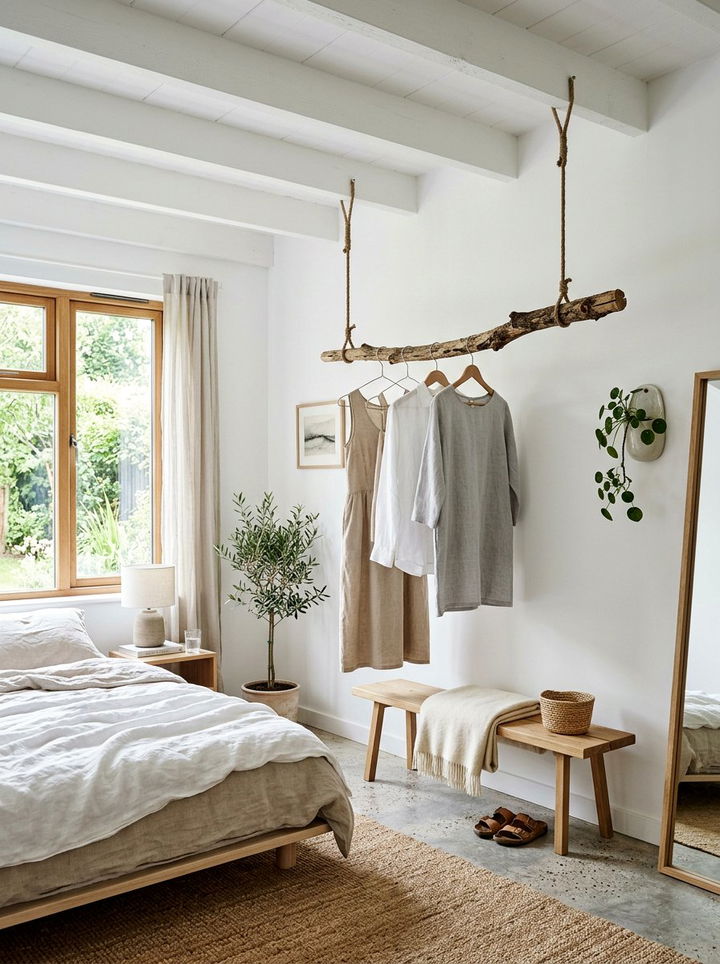 Natural Branch Rack - 30 handmade bedroom ideas