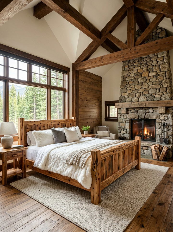 Natural Cedar Wood Bed Frame - 30 amber bedroom ideas