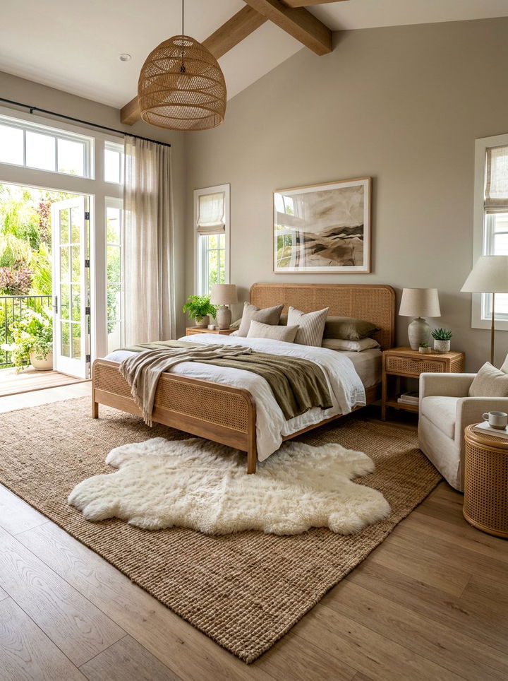 Natural Fiber Rug - 30 rattan bedroom ideas