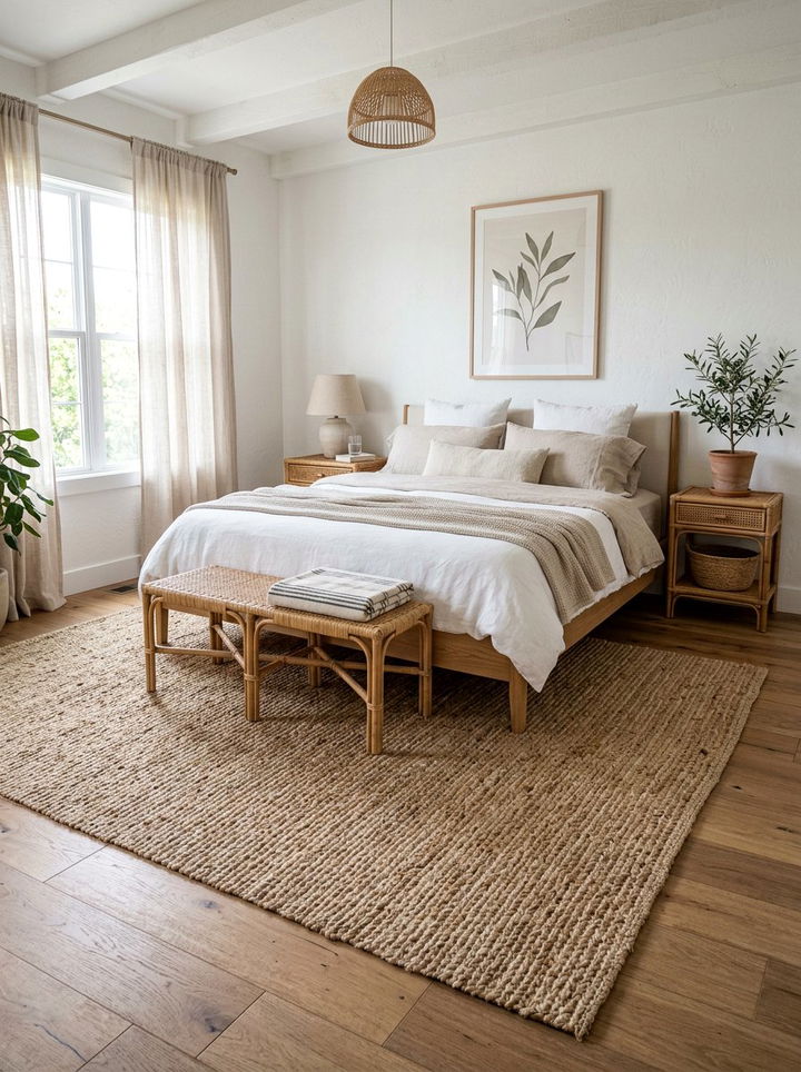 Natural Jute Bedroom Rug - 30 beige bedroom accessories ideas