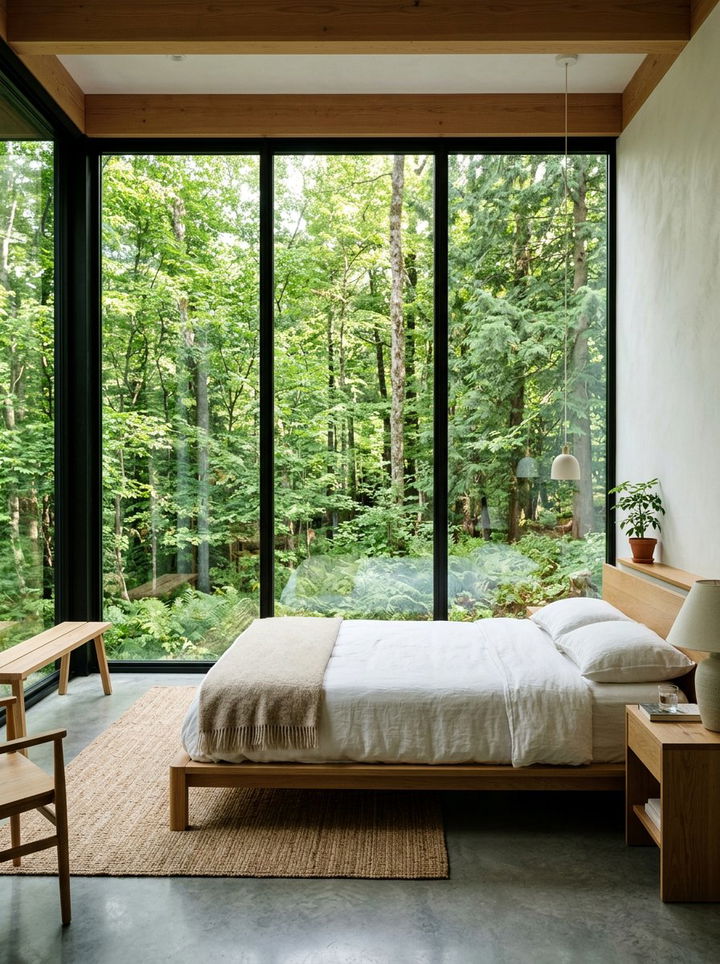 Natural Light Large Windows - 30 woodland bedroom ideas