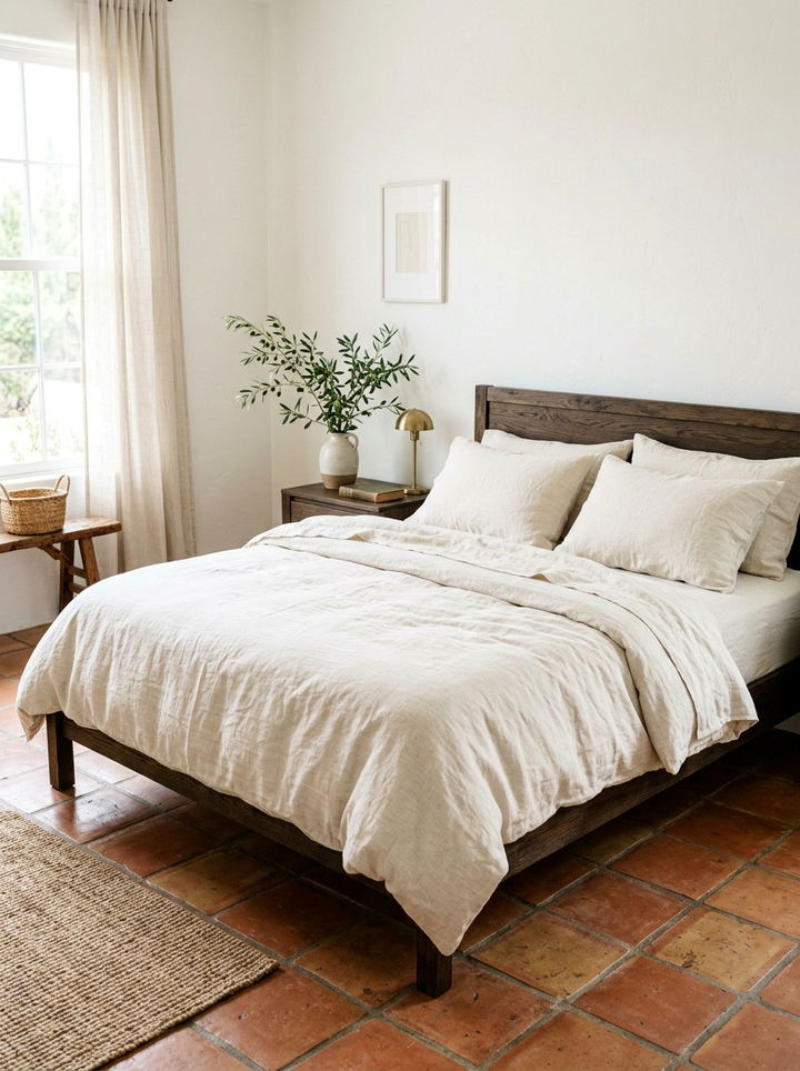 Natural Linen Bedding - 30 Spanish bedroom ideas