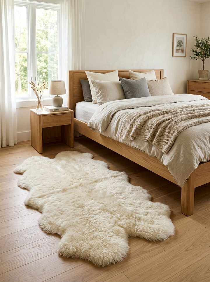 Natural Shape Sheepskin Rug - 30 sheepskin bedroom ideas
