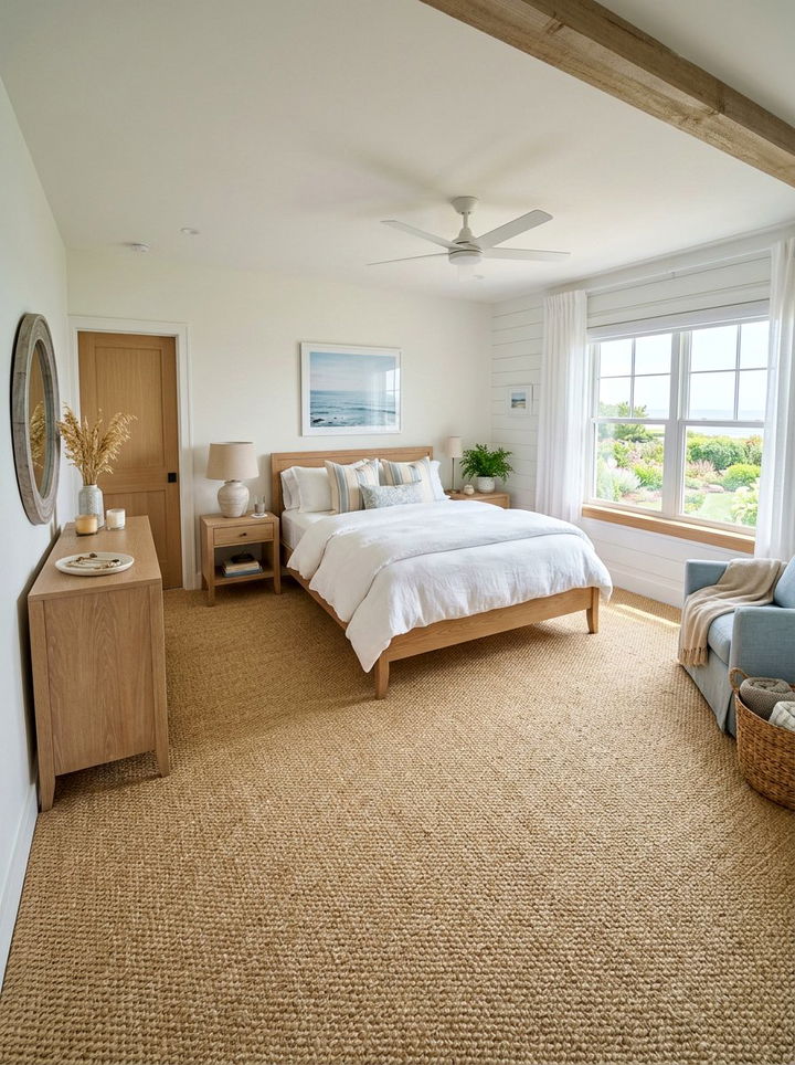 Natural Sisal Bedroom Rug - 30 bedroom flooring ideas