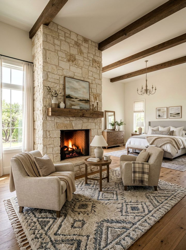 Natural Stone Fireplace Mantle - 30 bedroom statement piece ideas