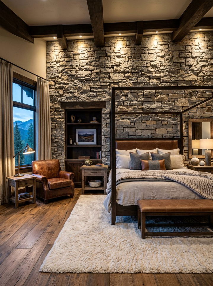 Natural Stone Wall - 30 bedroom wall texture ideas