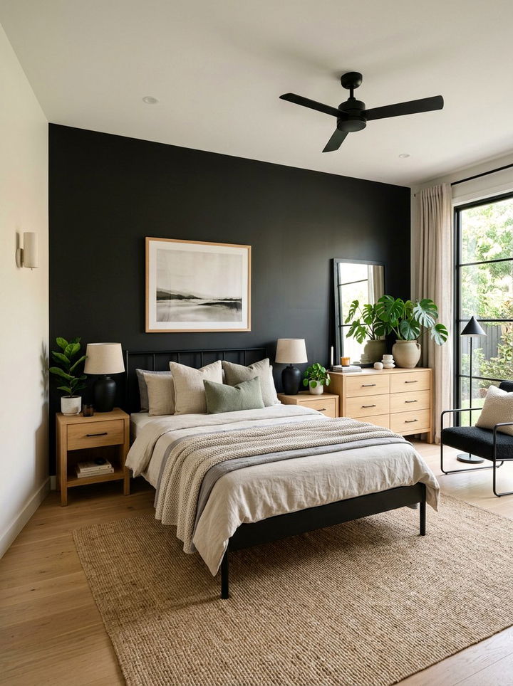 Natural Wood And Black Bedroom - 30 contemporary black bedroom ideas