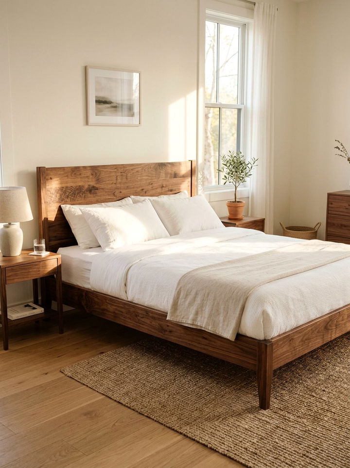 Natural Wood Bed - 30 nature themed bedroom ideas