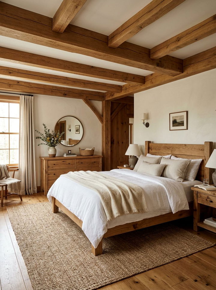 Natural Wood Farmhouse Bedroom - 30 farmhouse white bedroom ideas