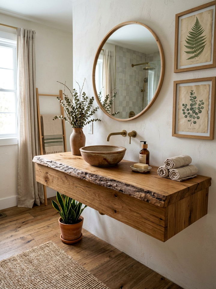 Natural Wood Floating Vanity - 30 bedroom floating vanity ideas