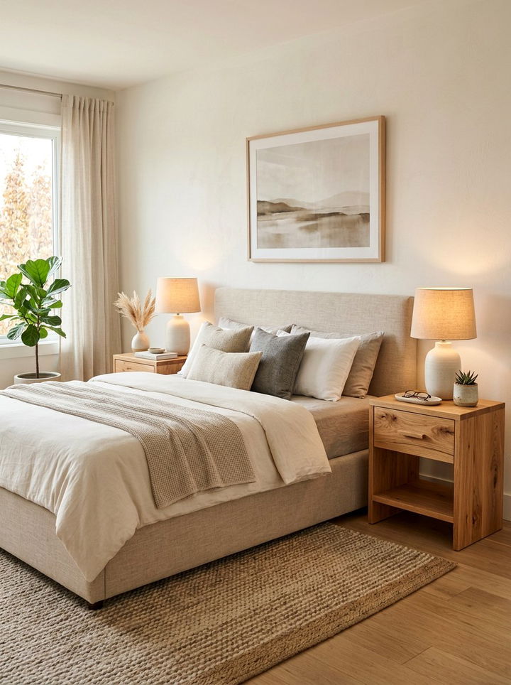 Natural Wood Nightstands - 30 beige bedroom accessories ideas
