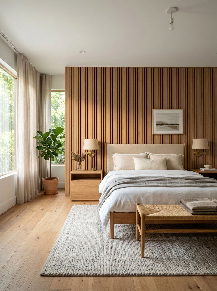 Natural Wood Paneling - 30 warm toned bedroom ideas