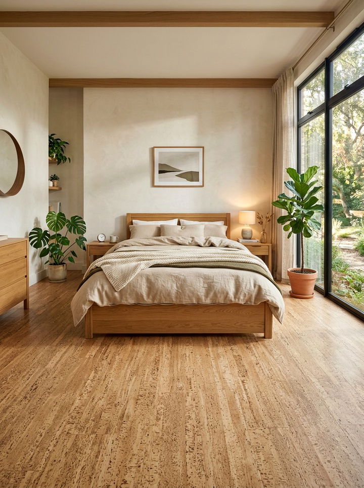 Natural cork bedroom floor - 30 bedroom cork flooring ideas
