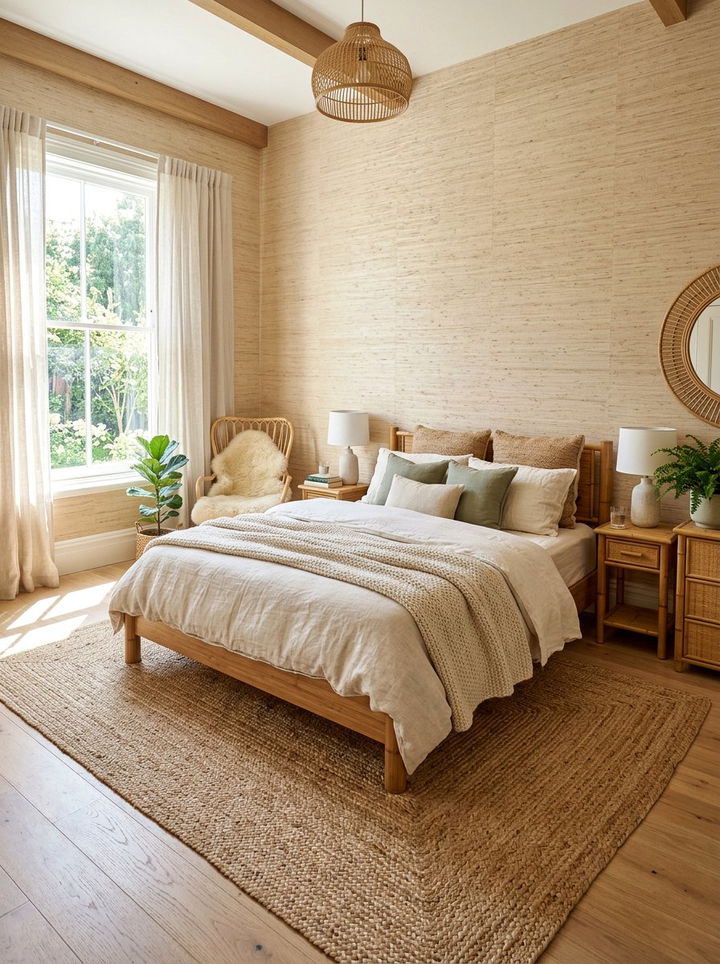 Natural fiber grasscloth wallpaper - 30 bedroom grasscloth wallpapers