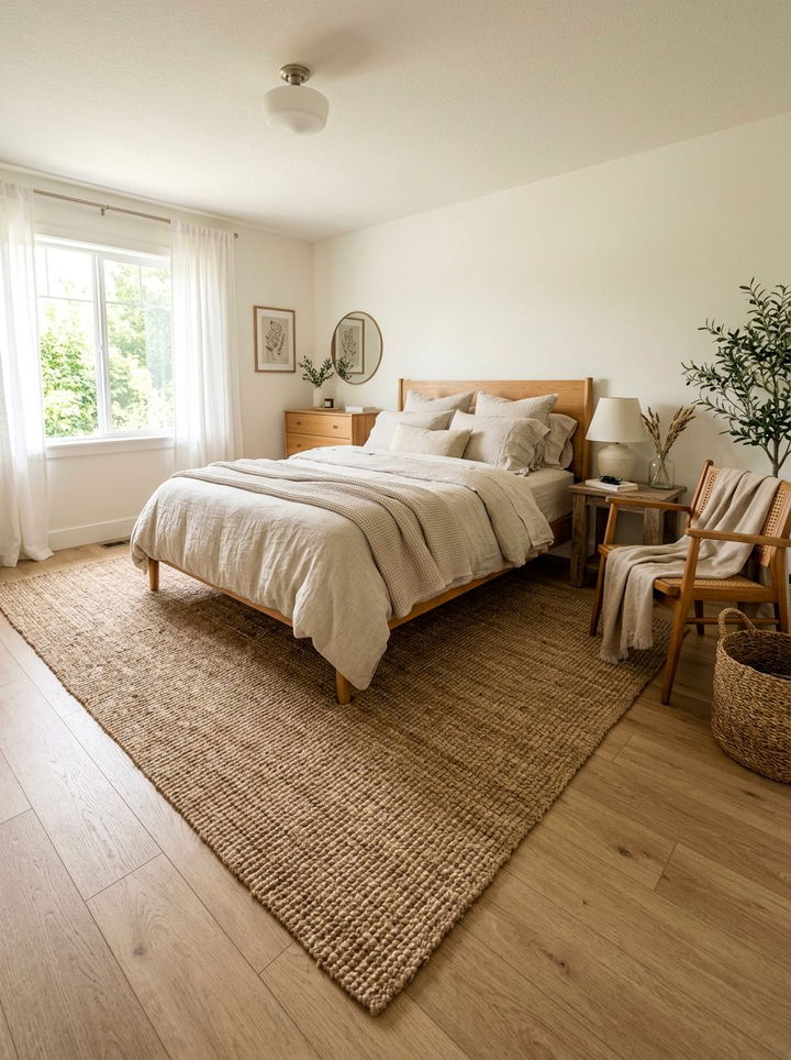 Natural jute rug - 30 Danish bedroom ideas