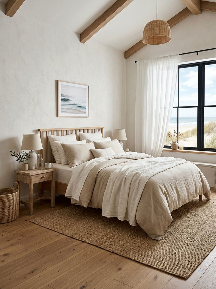 Natural linen bedding bedroom - 30 Greek bedroom ideas