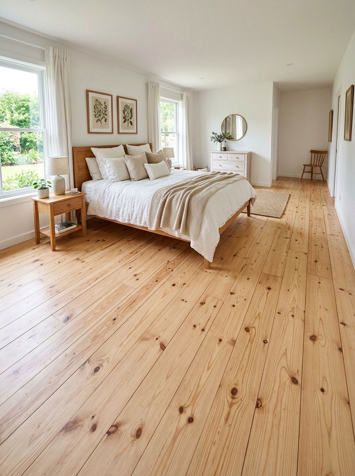 Natural pine flooring - 30 Finnish bedroom ideas