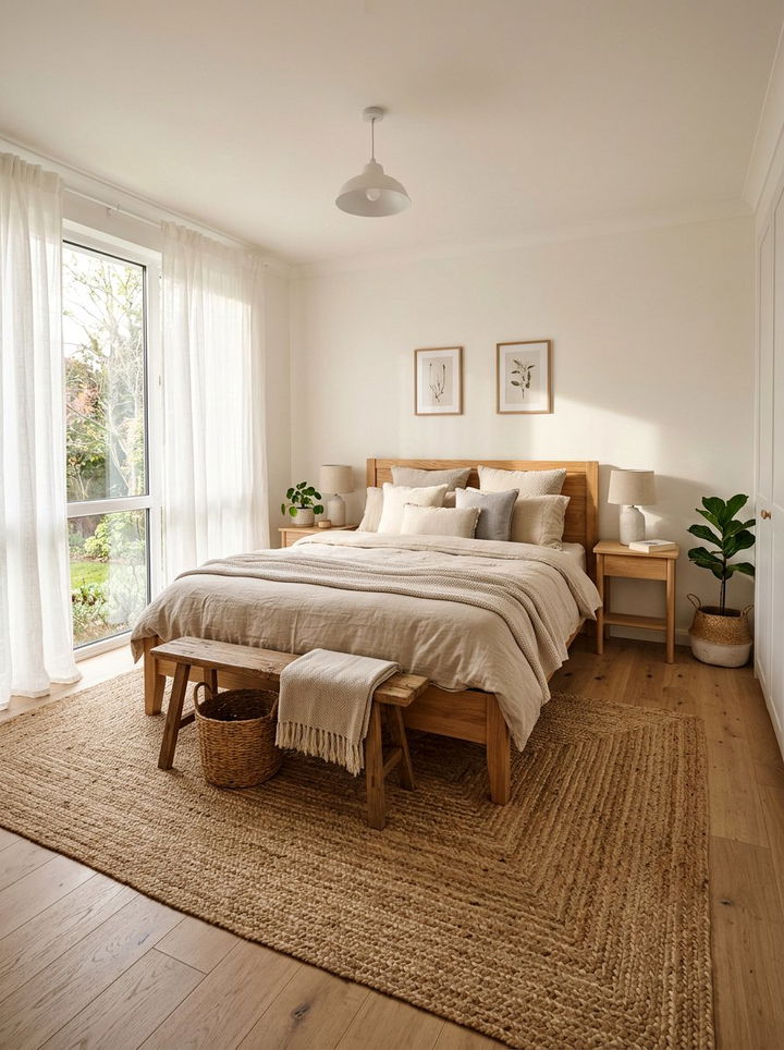 Natural sisal rug under bed - 30 sisal bedroom ideas