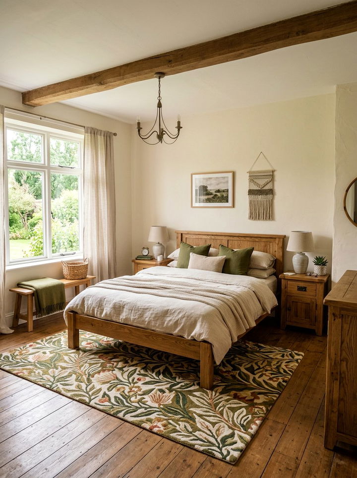 Natural wood furniture - 30 olive and cream bedroom ideas