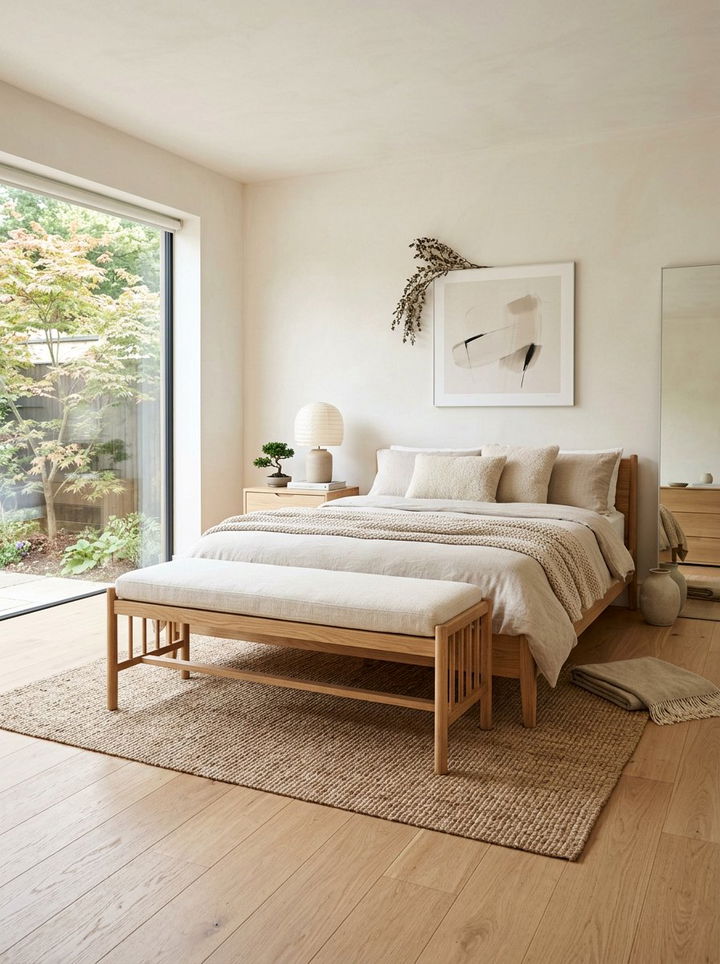 Natural wood ottoman bench - 30 bedroom ottomans